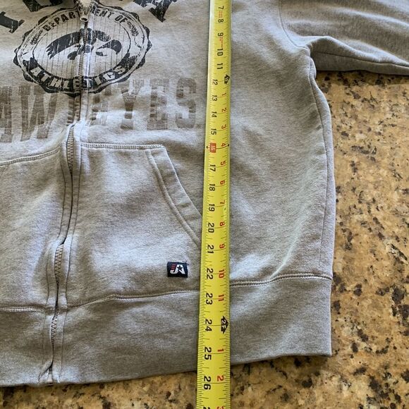 Iowa Hawkeyes Sweatshirt Vintage football Gray zipup Hoodie tailgate Mens large - Picture 6 of 8